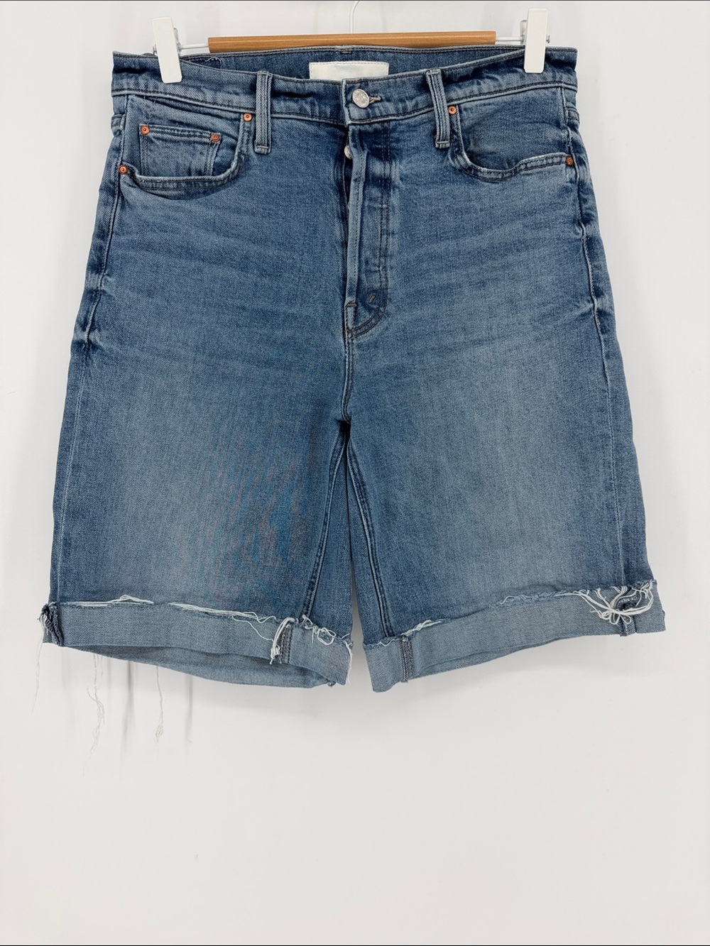 MOTHER Superior Denim Jorts Size 32 High Rise Bermuda Cutoff Shorts